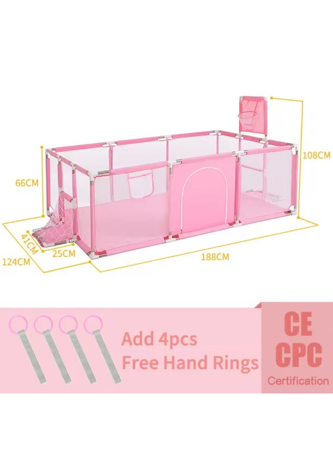Large Baby Playpen (182x122cm) with Basketball Hoop & Soccer Goal + 50 Colorful Balls – Indoor Ball Pit Bundle - Image 3